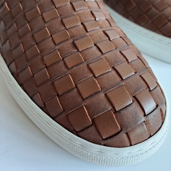 NEW Bacco Bucci Woven Brown Leather Slip-on Shoes Size 11 main image 5